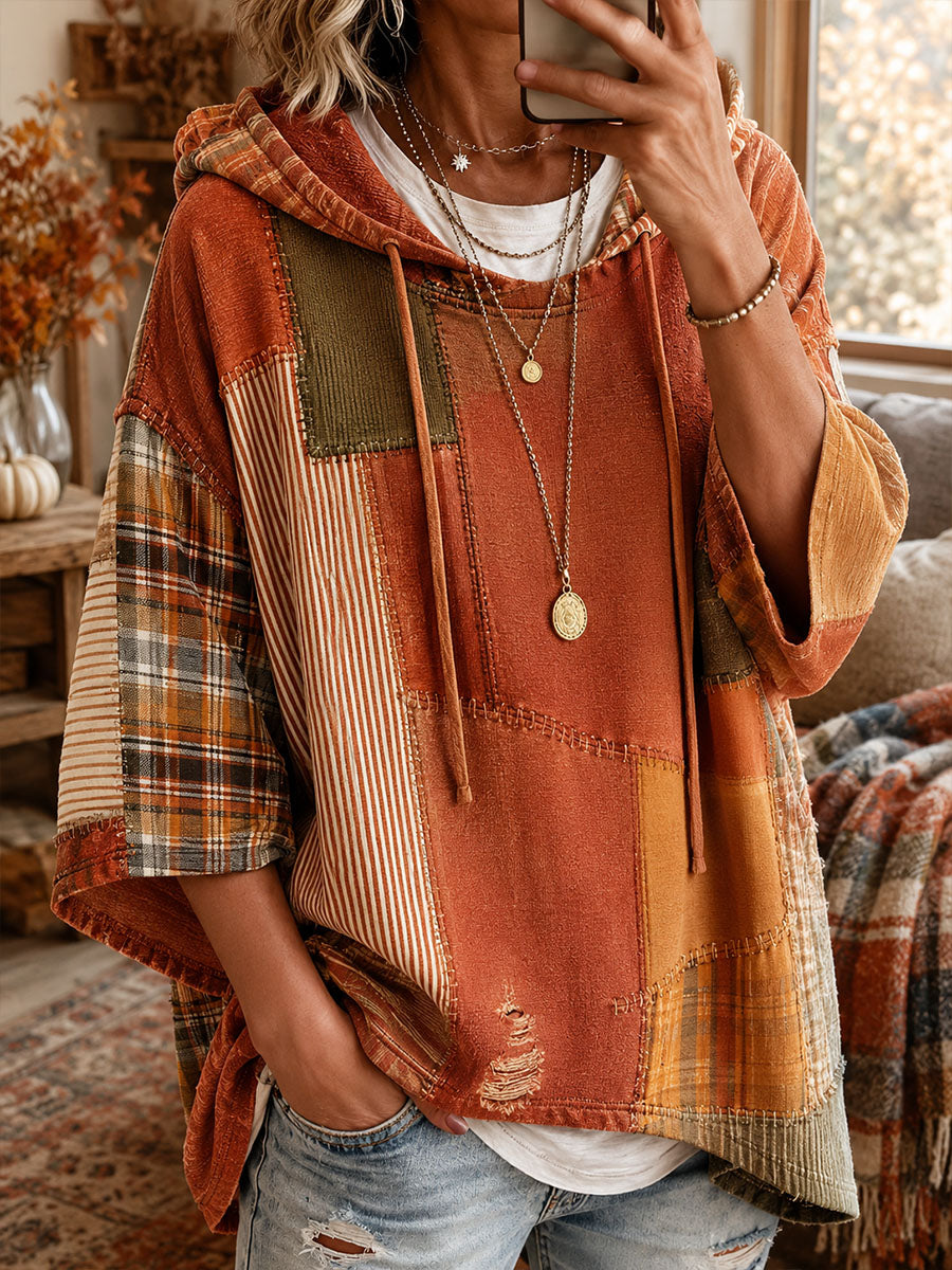 Raluca | Autumn Patchwork Oversized Hoodie