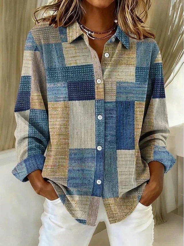 Hattie | Patchwork Colour-Block Button-Front Shirt