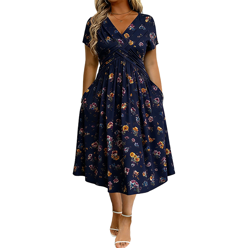Theresa | Floral Twist Waist Dress