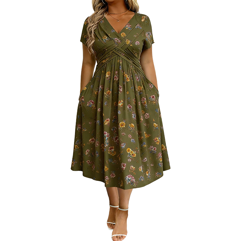 Theresa | Floral Twist Waist Dress