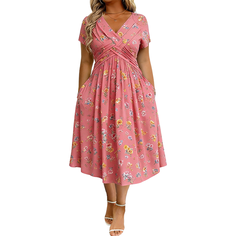 Theresa | Floral Twist Waist Dress
