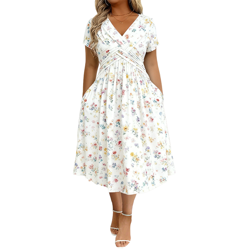 Theresa | Floral Twist Waist Dress