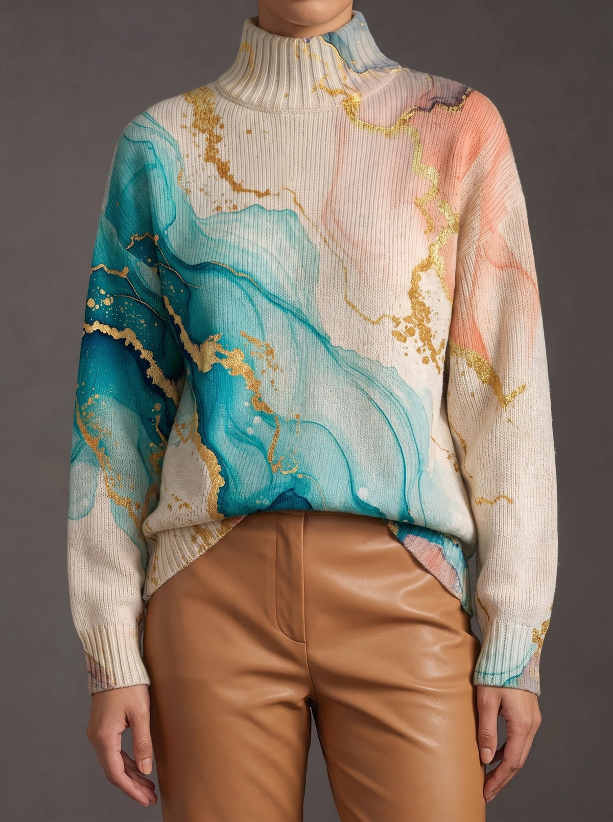 Verity | Marbled Ink Roll Neck Jumper
