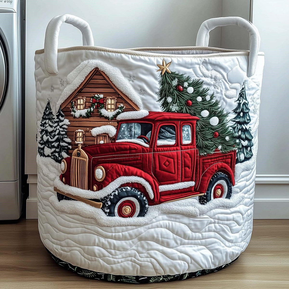 Vera | Vintage Christmas Pickup Quilted Laundry Basket
