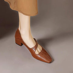 Quera | Chiselled Square-Toe Mary Jane Court Shoes