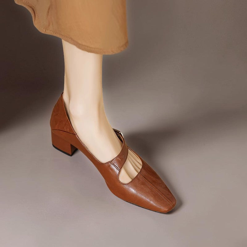 Quera | Chiselled Square-Toe Mary Jane Court Shoes