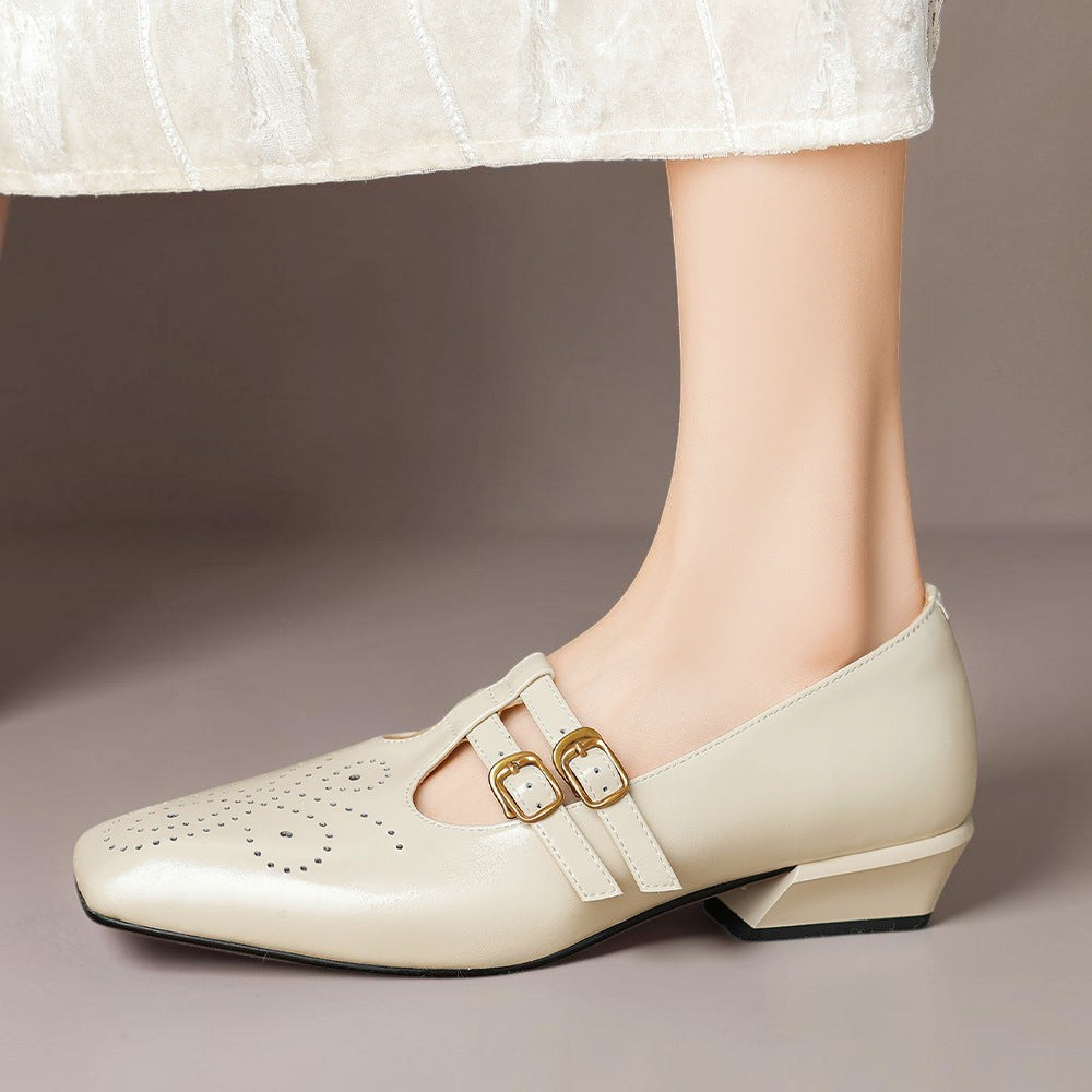 Marisol | Brogued Dual-Strap Mary Jane Court Shoes
