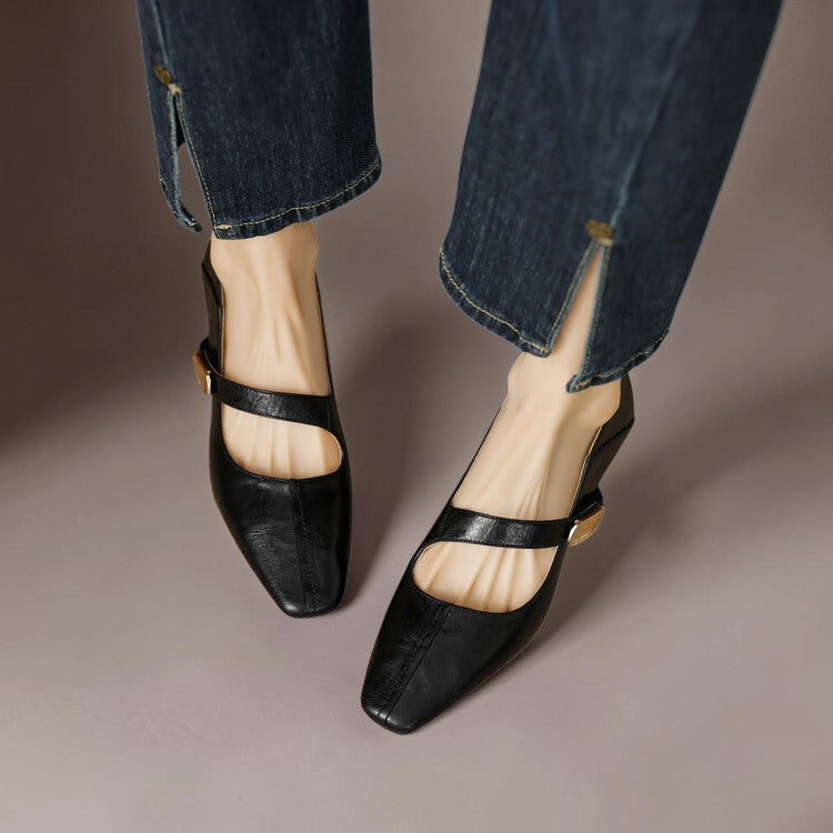 Quera | Chiselled Square-Toe Mary Jane Court Shoes