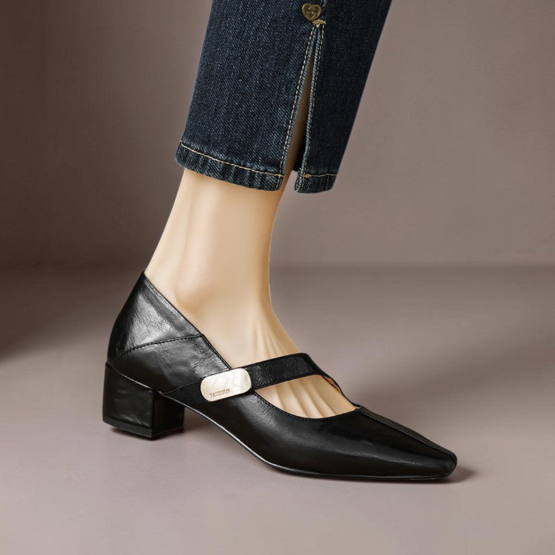 Quera | Chiselled Square-Toe Mary Jane Court Shoes