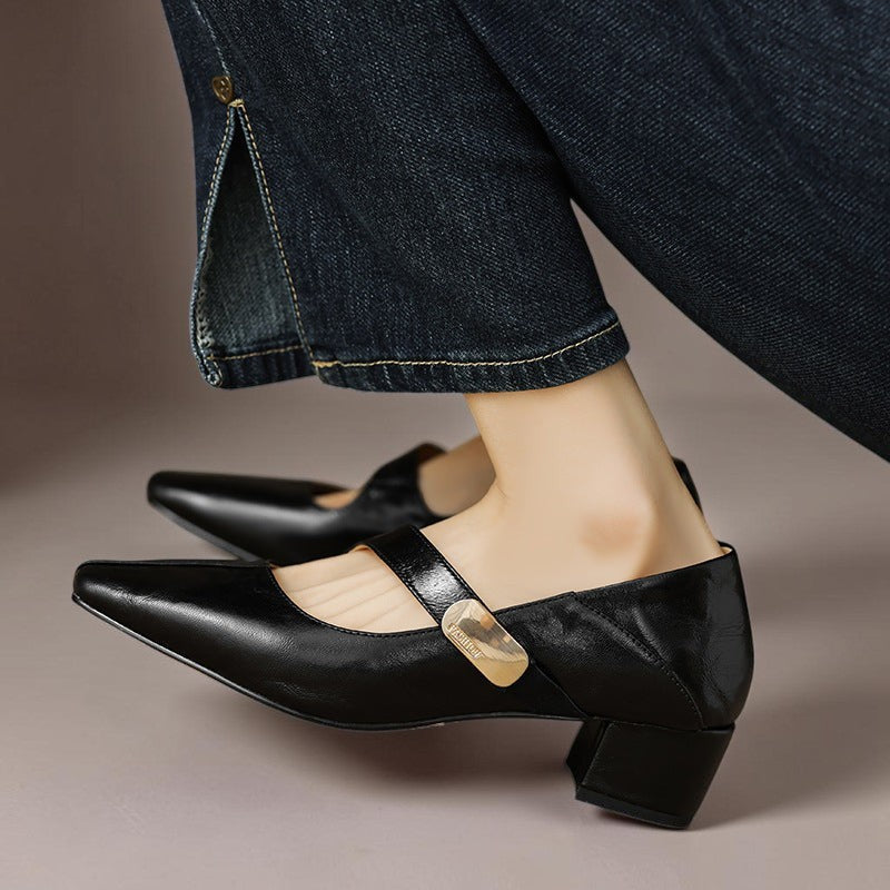 Quera | Chiselled Square-Toe Mary Jane Court Shoes