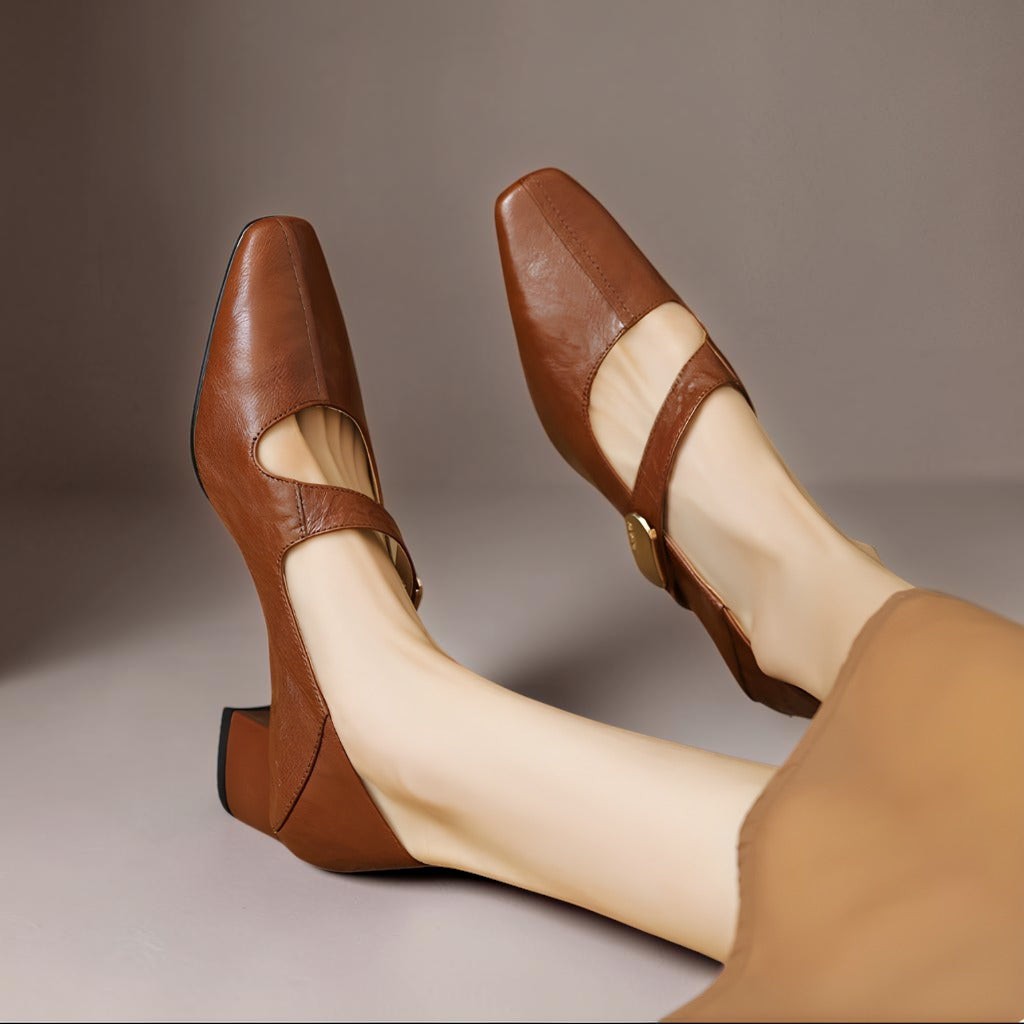 Quera | Chiselled Square-Toe Mary Jane Court Shoes