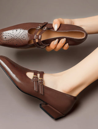Marisol | Brogued Dual-Strap Mary Jane Court Shoes