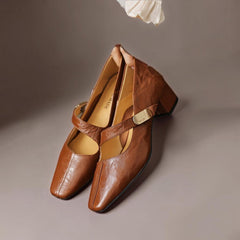 Quera | Chiselled Square-Toe Mary Jane Court Shoes