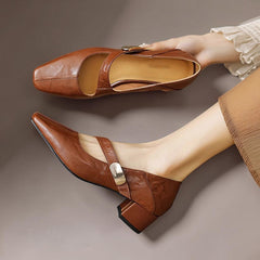 Quera | Chiselled Square-Toe Mary Jane Court Shoes