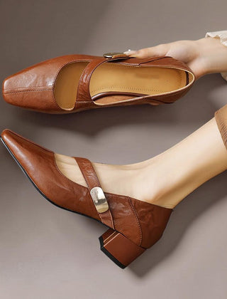 Quera | Chiselled Square-Toe Mary Jane Court Shoes