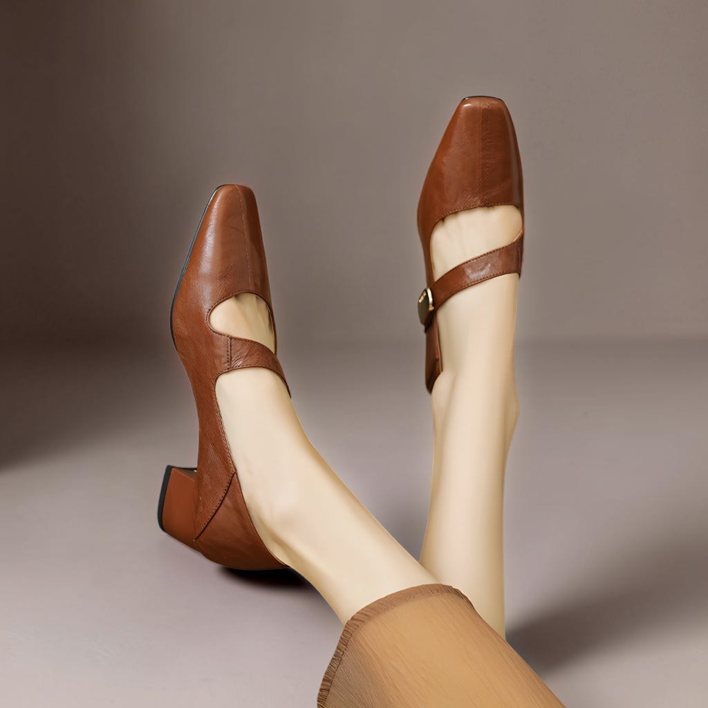 Quera | Chiselled Square-Toe Mary Jane Court Shoes