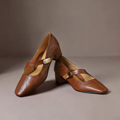 Quera | Chiselled Square-Toe Mary Jane Court Shoes