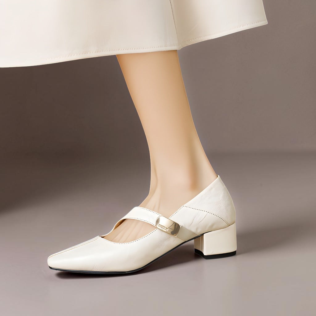 Quera | Chiselled Square-Toe Mary Jane Court Shoes