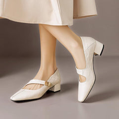 Quera | Chiselled Square-Toe Mary Jane Court Shoes