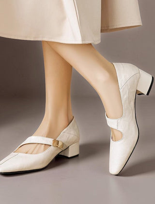 Quera | Chiselled Square-Toe Mary Jane Court Shoes