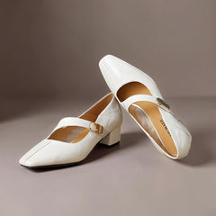 Quera | Chiselled Square-Toe Mary Jane Court Shoes