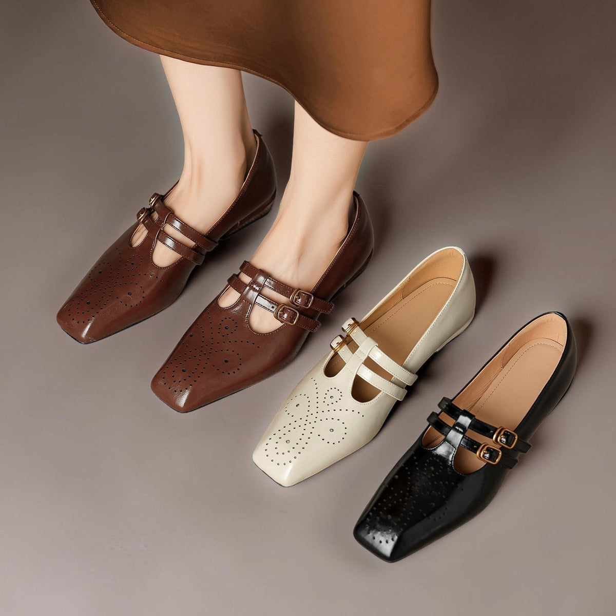Roisin | Brogued Dual-Strap Mary Jane Pump