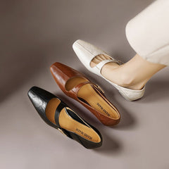 Quera | Chiselled Square-Toe Mary Jane Court Shoes