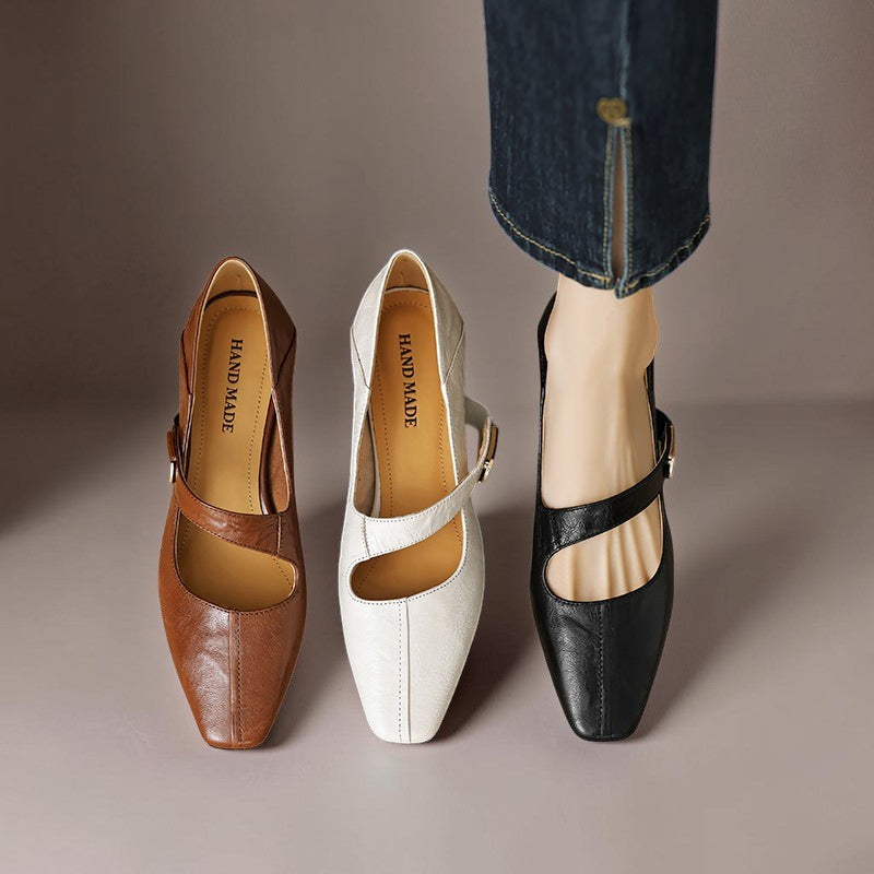 Quera | Chiselled Square-Toe Mary Jane Court Shoes