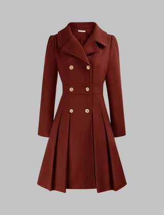 Vivienne | Double-Breasted Pleated A-Line Coat