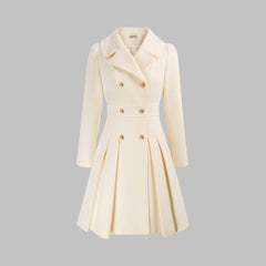Vivienne | Double-Breasted Pleated A-Line Coat