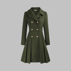 Vivienne | Double-Breasted Pleated A-Line Coat