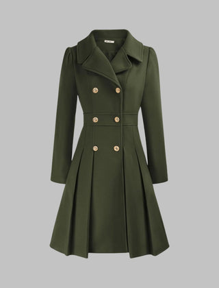 Vivienne | Double-Breasted Pleated A-Line Coat
