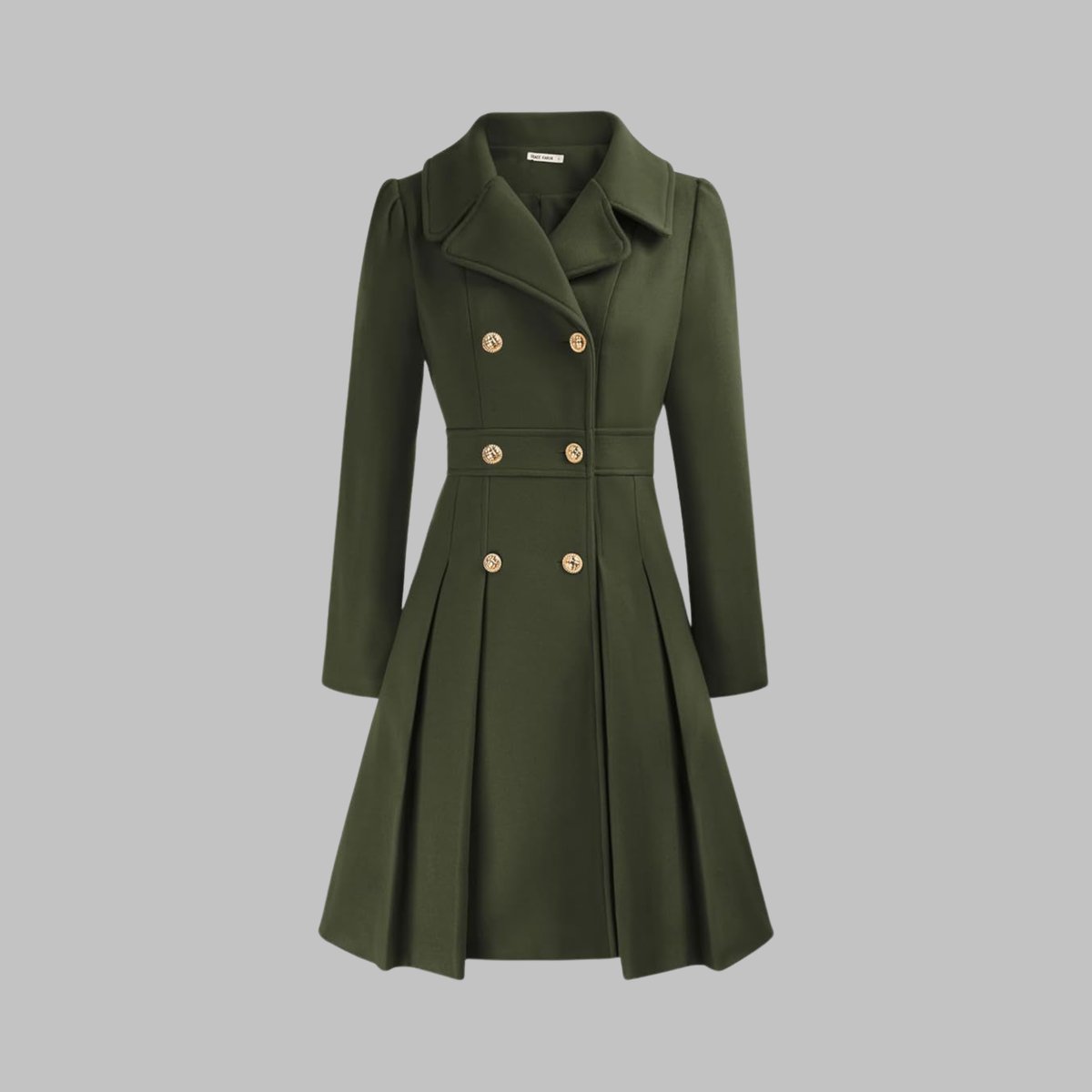 Vivienne | Double-Breasted Pleated A-Line Coat