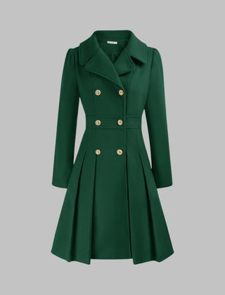 Vivienne | Double-Breasted Pleated A-Line Coat