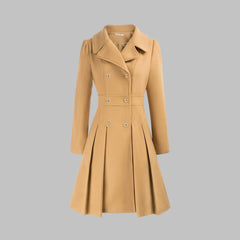 Vivienne | Double-Breasted Pleated A-Line Coat