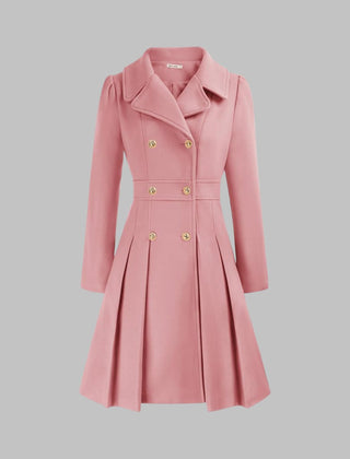 Vivienne | Double-Breasted Pleated A-Line Coat