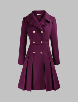 Vivienne | Double-Breasted Pleated A-Line Coat