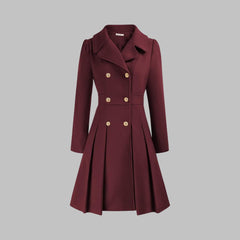 Vivienne | Double-Breasted Pleated A-Line Coat