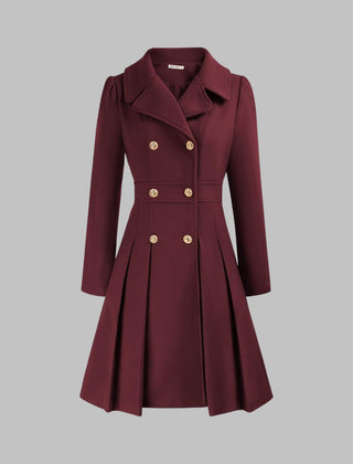 Vivienne | Double-Breasted Pleated A-Line Coat