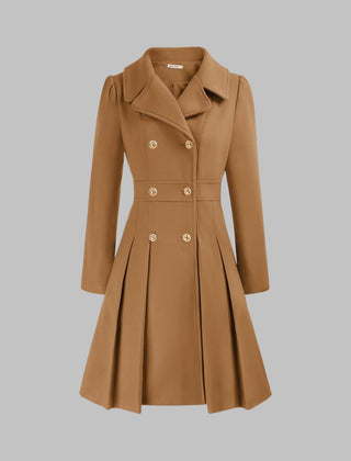 Vivienne | Double-Breasted Pleated A-Line Coat