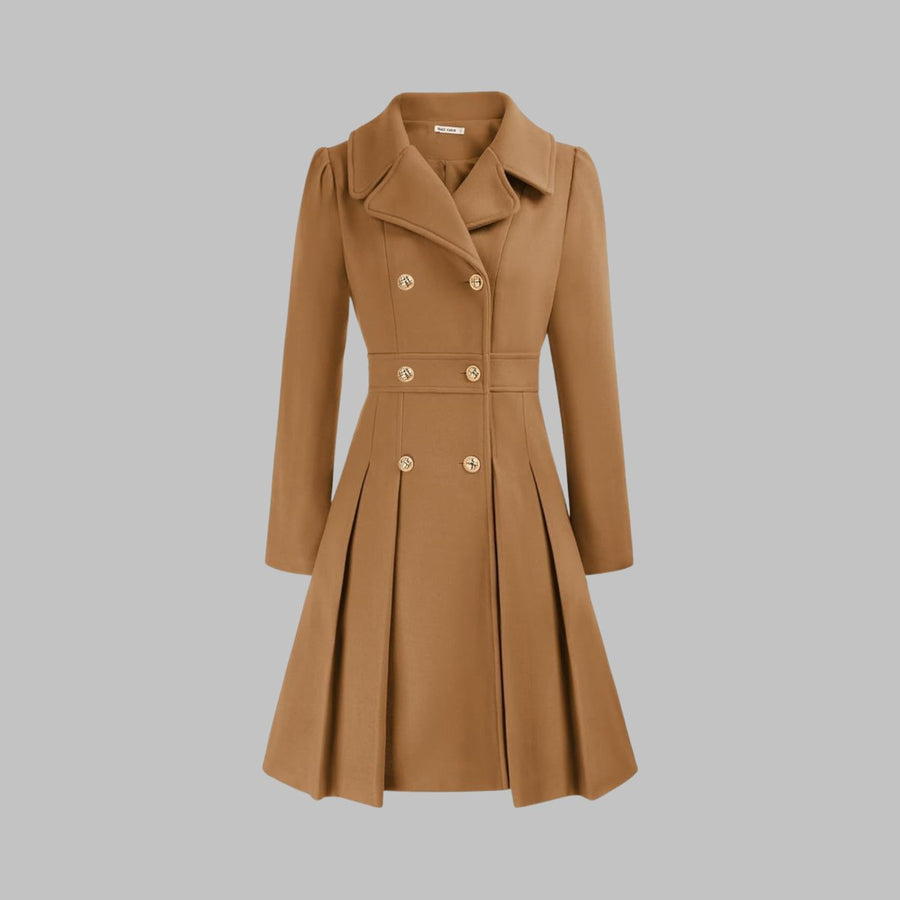 Vivienne | Double-Breasted Pleated A-Line Coat