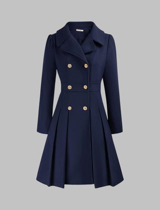 Vivienne | Double-Breasted Pleated A-Line Coat