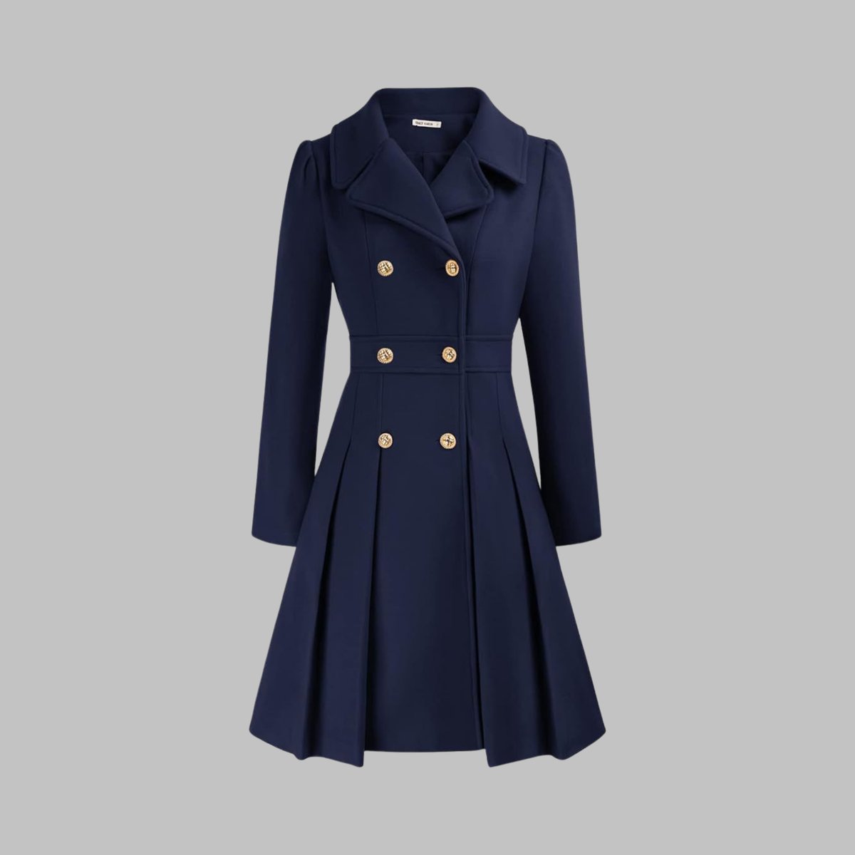 Vivienne | Double-Breasted Pleated A-Line Coat