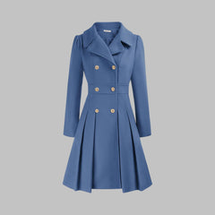 Vivienne | Double-Breasted Pleated A-Line Coat