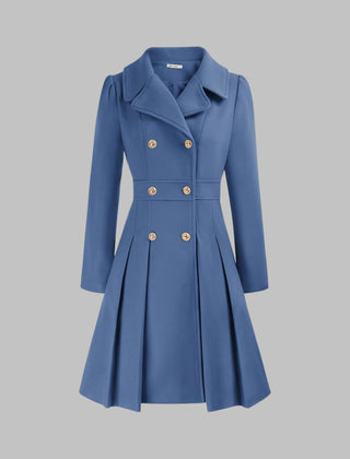 Vivienne | Double-Breasted Pleated A-Line Coat