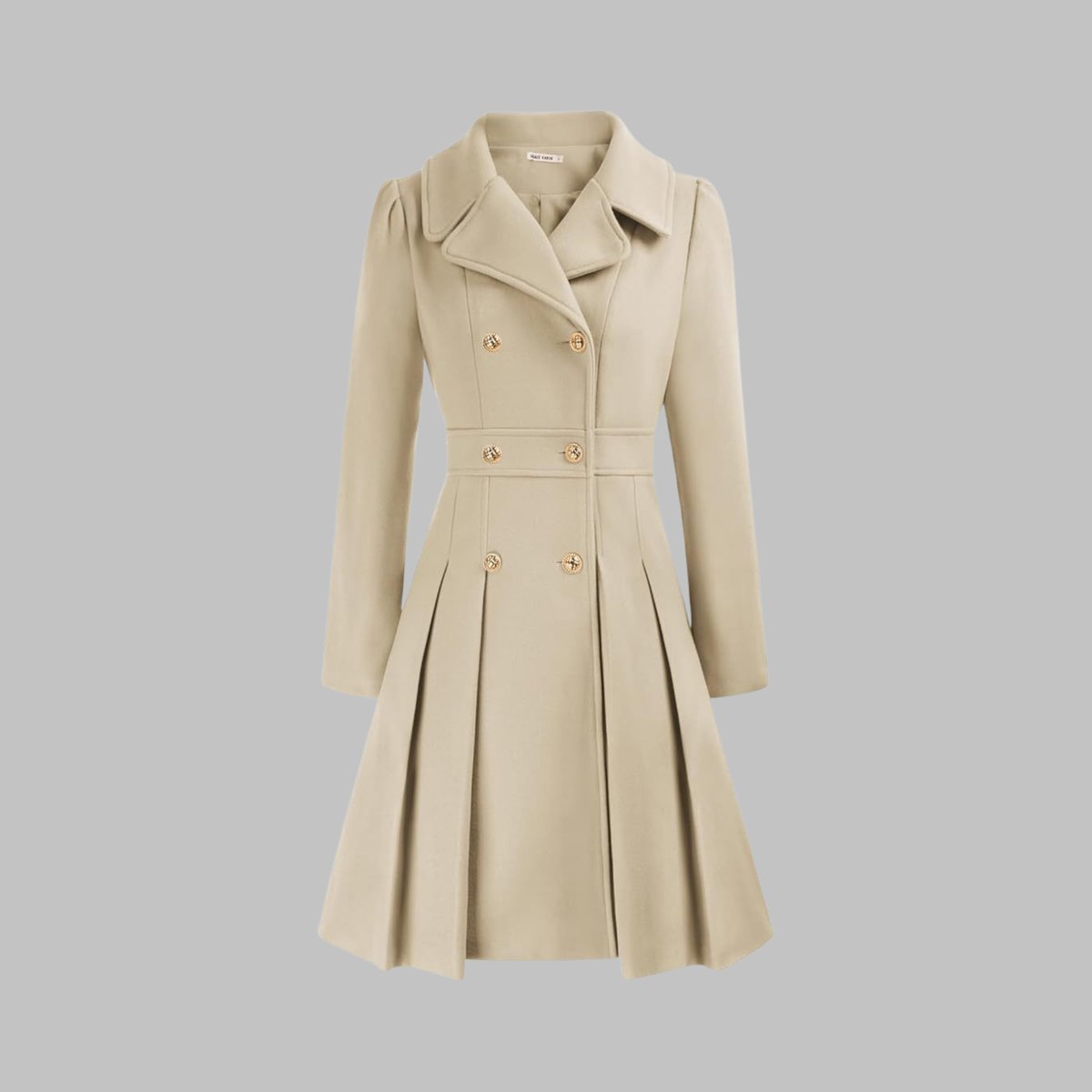 Vivienne | Double-Breasted Pleated A-Line Coat
