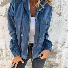 Antonia | Ribbed Zip-Up Hooded Jacket