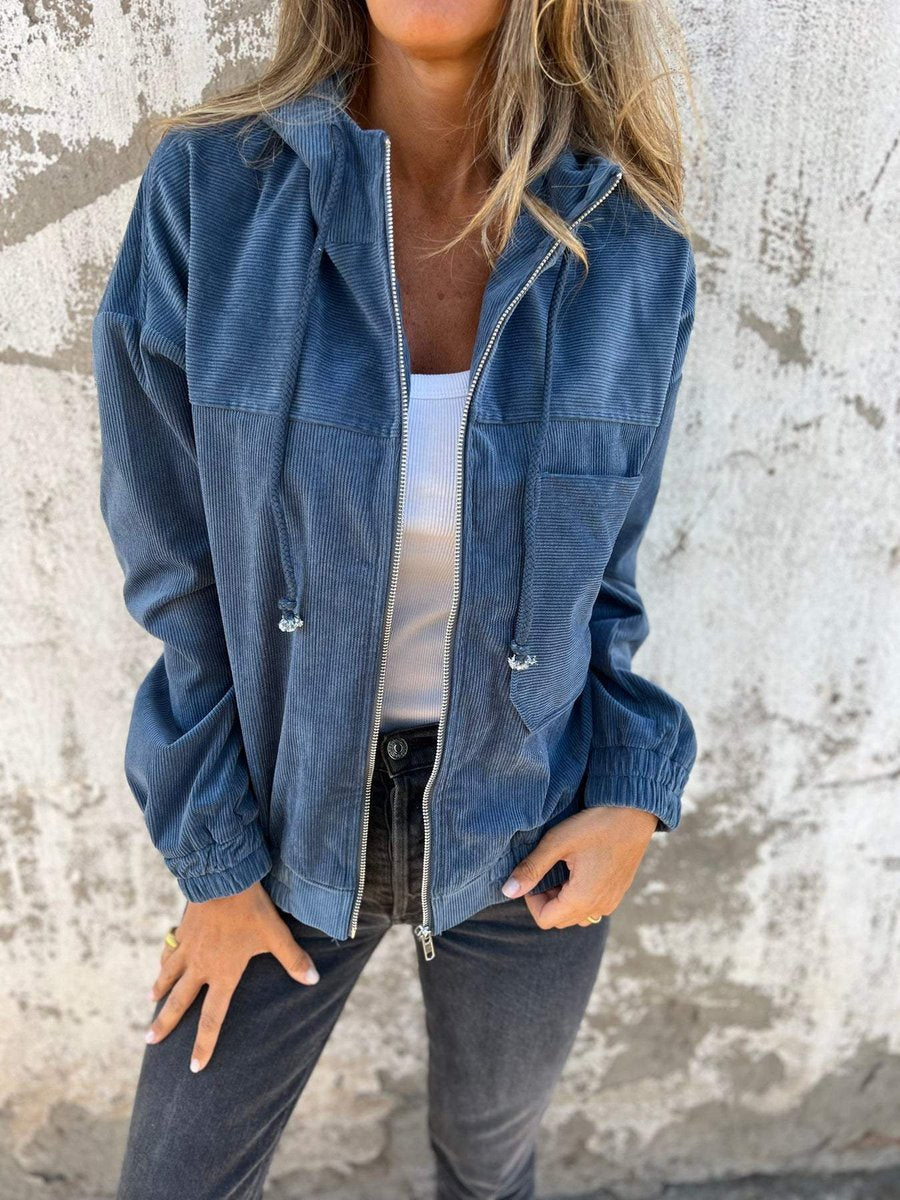 Antonia | Ribbed Zip-Up Hooded Jacket