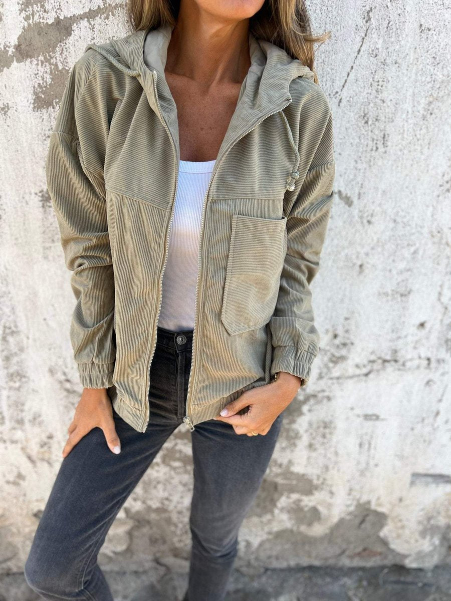 Antonia | Ribbed Zip-Up Hooded Jacket