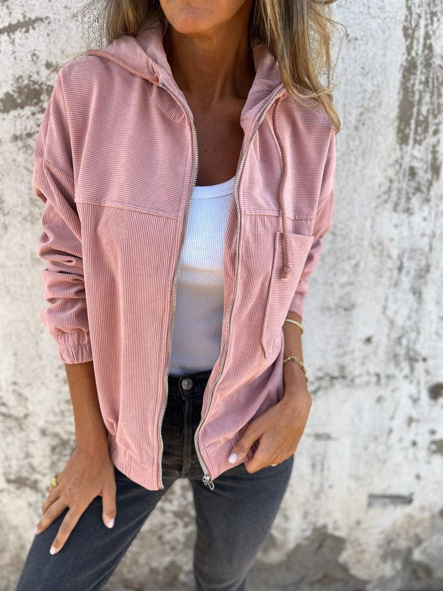 Antonia | Ribbed Zip-Up Hooded Jacket